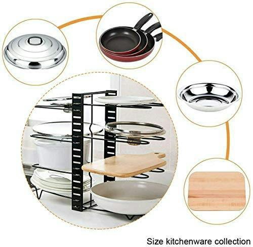 HYGRAD BUILT TO SURVIVE HYGRAD® 8 Tier Organising Rack for Pots & Pans 8 Tier Metal Cupboard & Cabinet Organiser for Cutlery & Pans