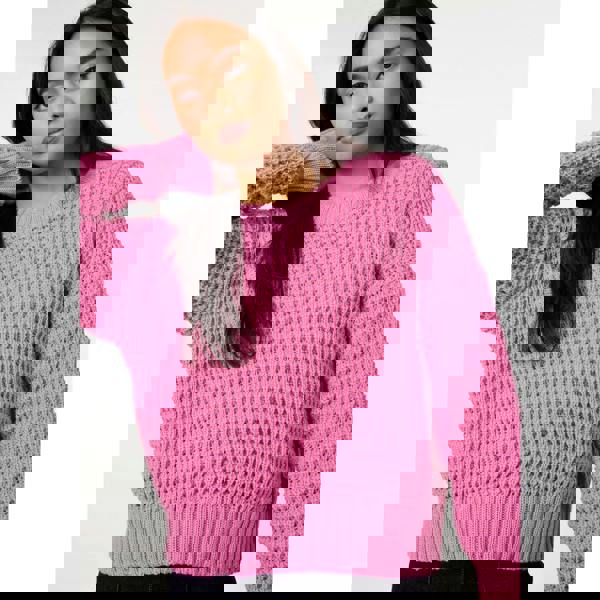 Pink Vanilla Waffle Knit Crop Jumper