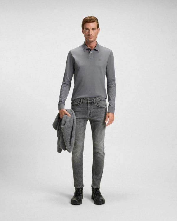 BOSS Orange Delaware Delaware Mens Slim-Fit Jeans in Grey Soft-Motion Denim - Medium Grey 038