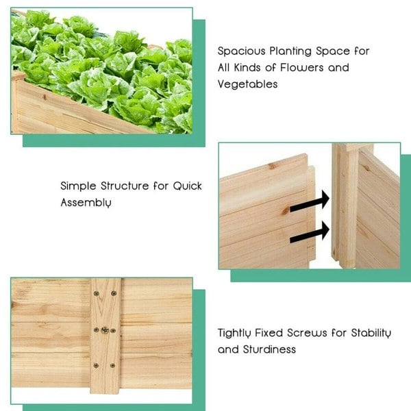 Solid Wood Raised Garden Bed with 2 Compartments Living and Home 