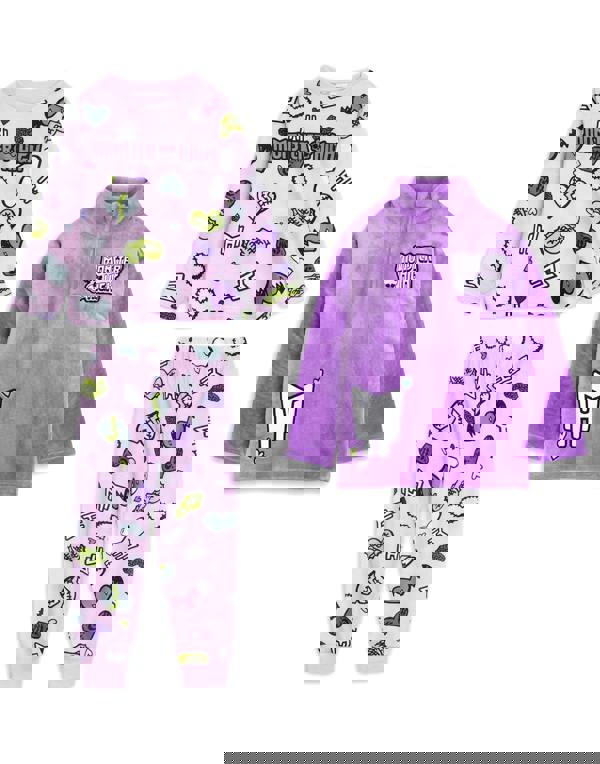 Monster High Girls Multicoloured Hearts Long Sleeve Long Leg Pyjama and Jumper 3 Piece Set