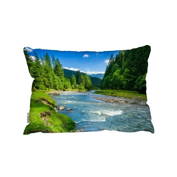 Benjamin Tate Design Landscape With Mountains, Forest And A River In Front. Beautiful Scenery (Outdoor Cushion)