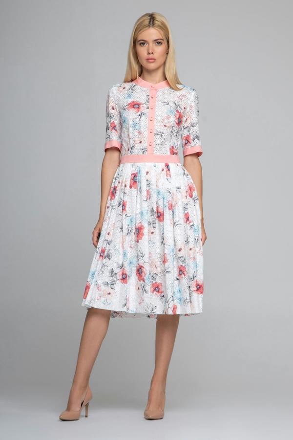 Rumour London Toscana floral print broderie anglaise midi dress in pink