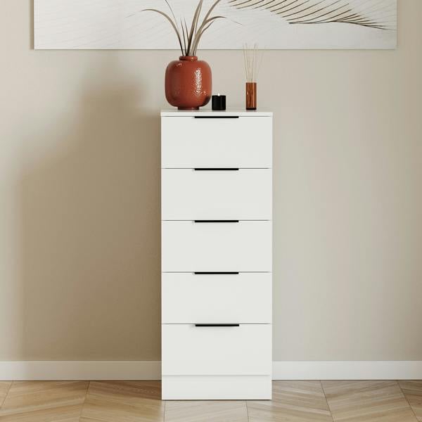 Vida Designs Trega 5 Drawer Narrow Chest, Black