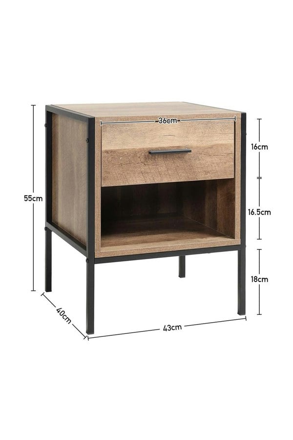 Living and Home Wooden Nightstand Sofa Side Table with Drawer