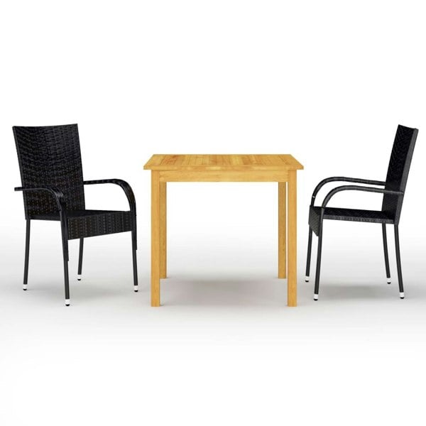 Berkfield 3 Piece Garden Dining Set Black
