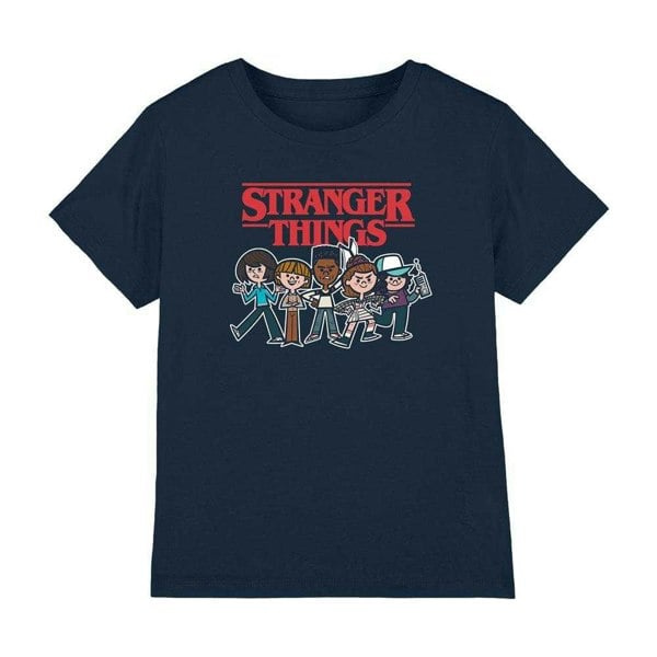 Stranger Things Kids Cartoon Group T-Shirt - Navy