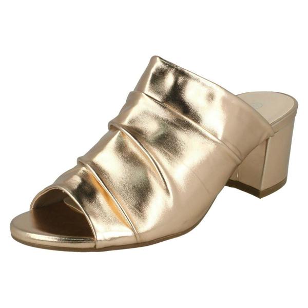 Anne Michelle Ladies Anne Michelle Mid Heel Rouched Vamp Mules