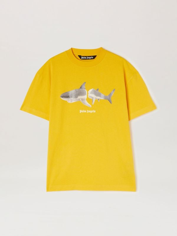 Palm Angels Classic Shark Design T-Shirt - Yellow