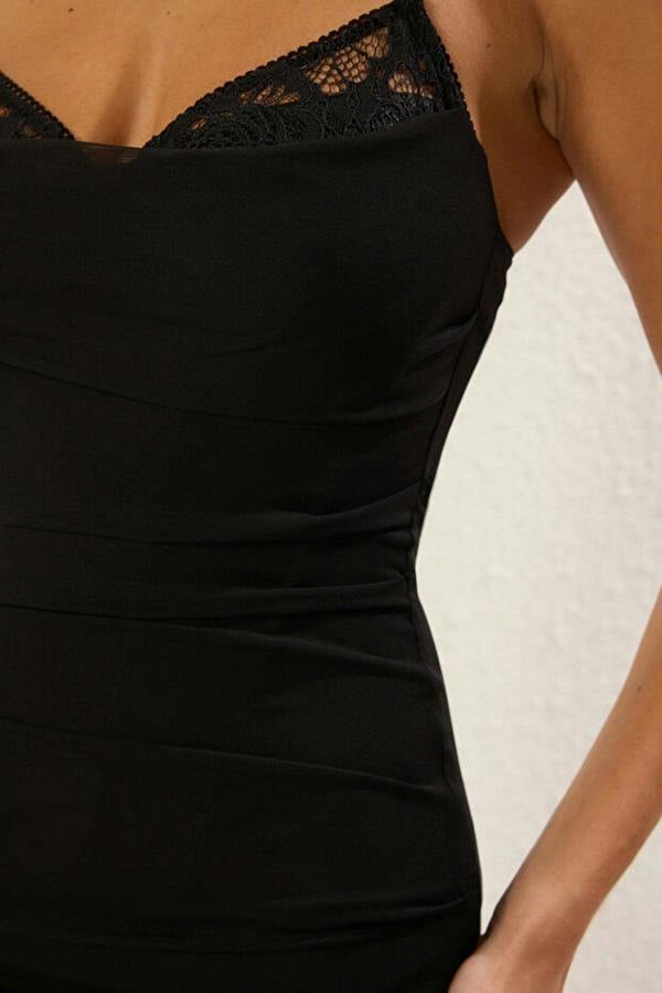 WOVCOR Tulle Knit Midi Elegant Evening Dress