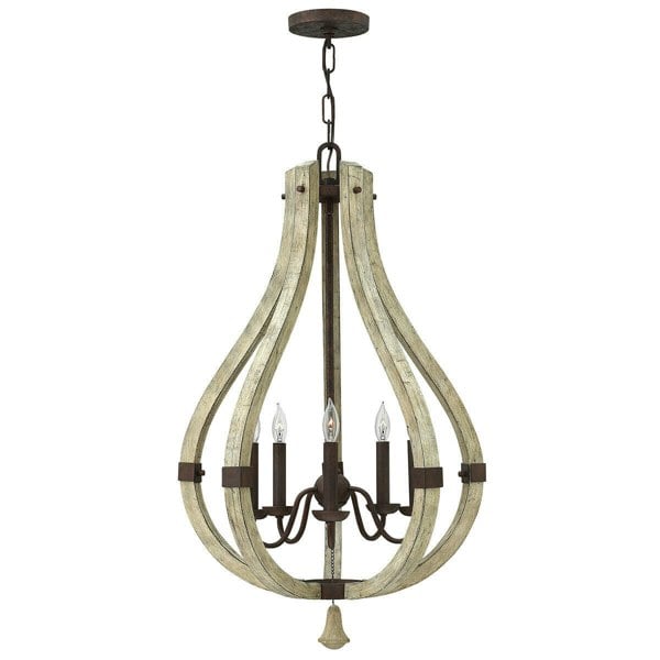 5 Bulb Chandelier Hanging Pendant LIght Iron Rust LED E14 60W Bulb Loops
