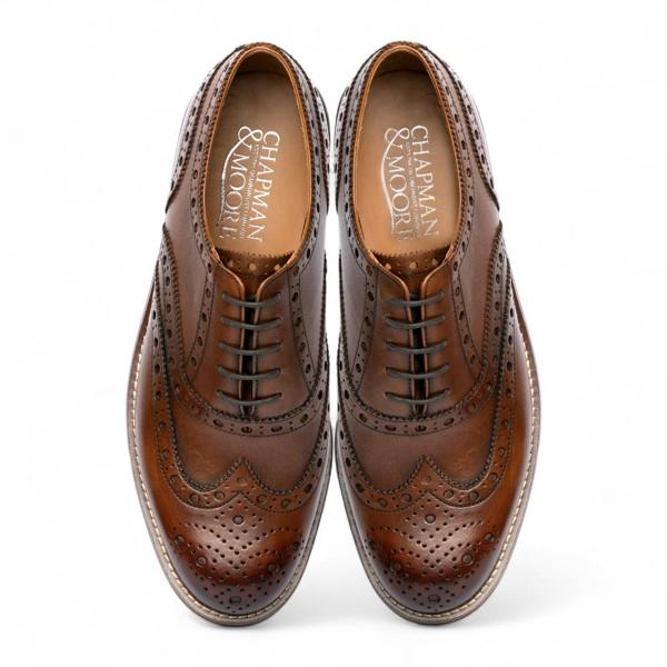 Chapman & Moore Men's Brown Leather Wingtip Brogue Oxford Office Shoes