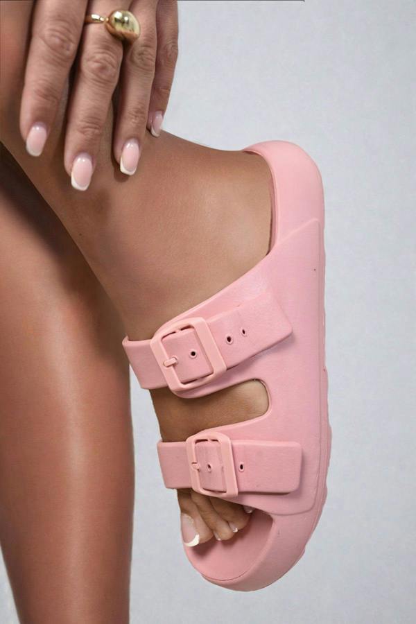 Colette Double Strap Slide Sandals - Pink