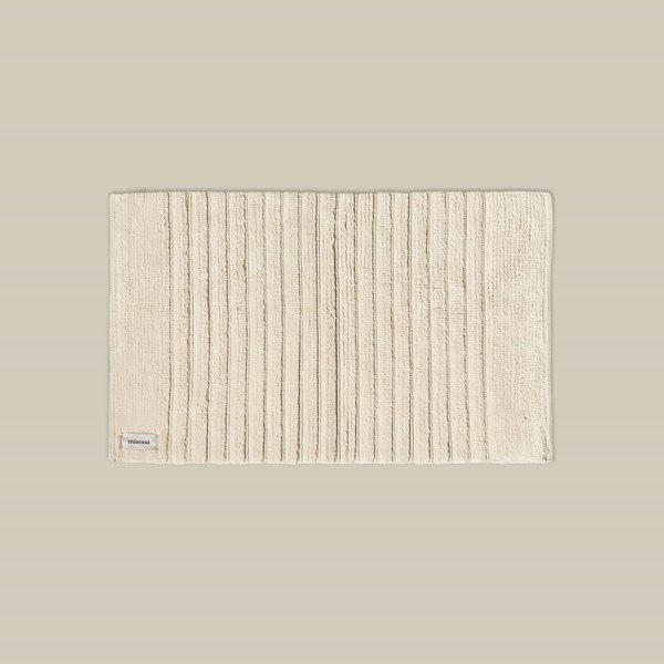 Cream beige organic cotton bath mat, thick luxury bathroom mat