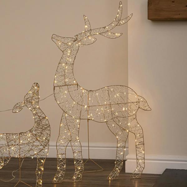 Samuel Alexander 1m Light up Gold Twist Christmas Reindeer Family Set with 310 Warm White LEDs
