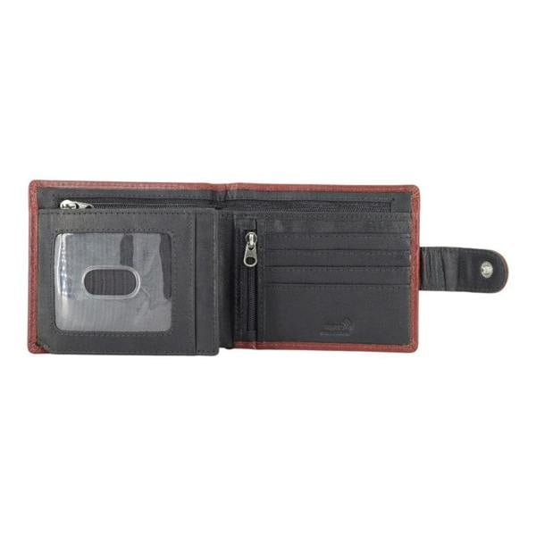 Open view of Brown leather wallet  on a white background