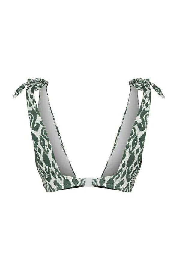 WOVCOR Patterned Knotted Triangle Covered Bikini Top