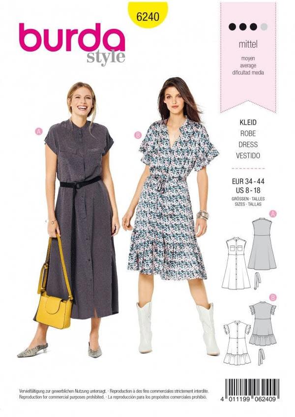 Burda Sewing Pattern 6240 Dresses For Women, Sizes 8-18 - Intermediate