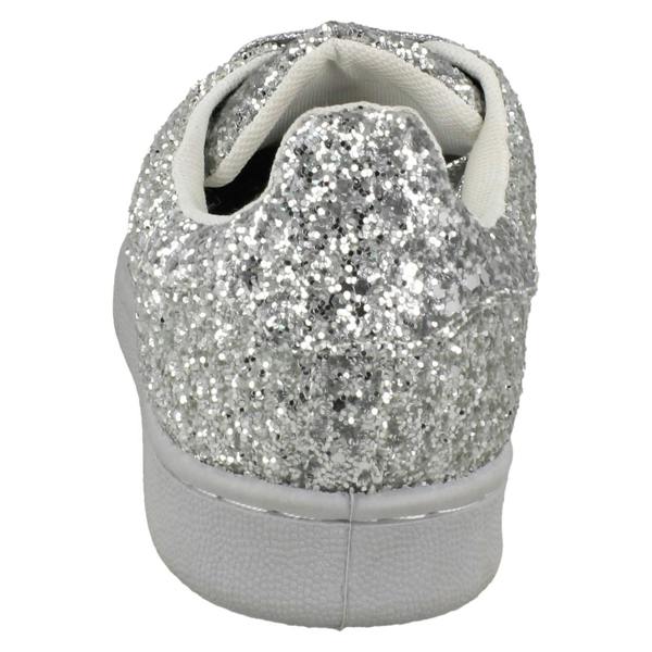 Spot On Ladies Spot On Glittery Lace Up Trainers