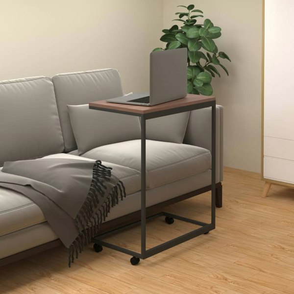 Berkfield Side Table with Wheels Black 55x35x70 cm Engineered Wood