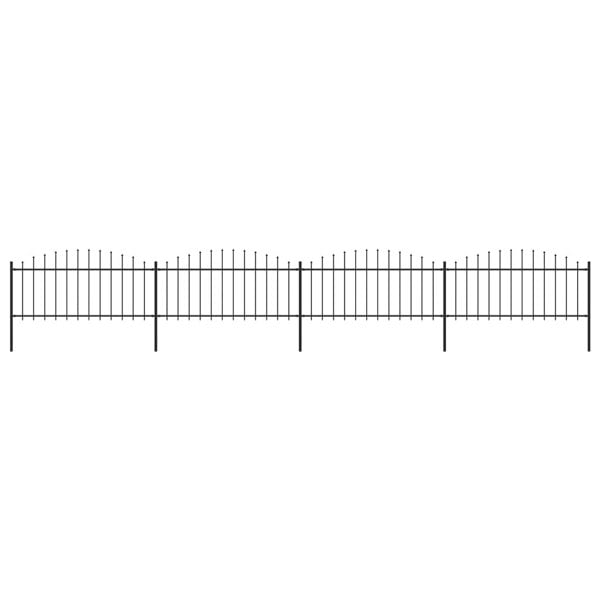 Berkfield Garden Fence with Spear Top Steel (0.5-0.75)x6.8 m Black