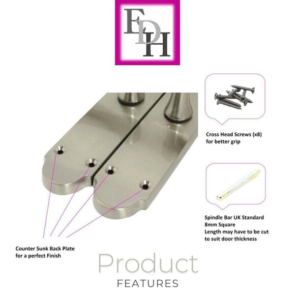 EDH Door Hardware Satin Chrome Modern Fresh Epsom Internal Door Handles