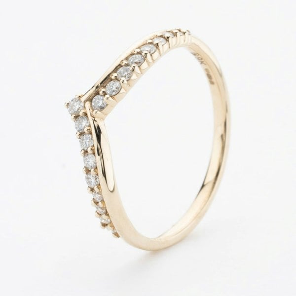 T. H. Baker 9ct Yellow Gold Brilliant Cut Diamond Twist Wishbone Ring 50M67/20