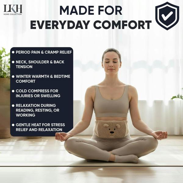 LKH HOME COLLECTION Hot Water Bottle with Cover & Adjustable Belt - 1L Rubber Hot Water Bag BPA Free Leak-Resistant & Durable Heat Massaging Bottle