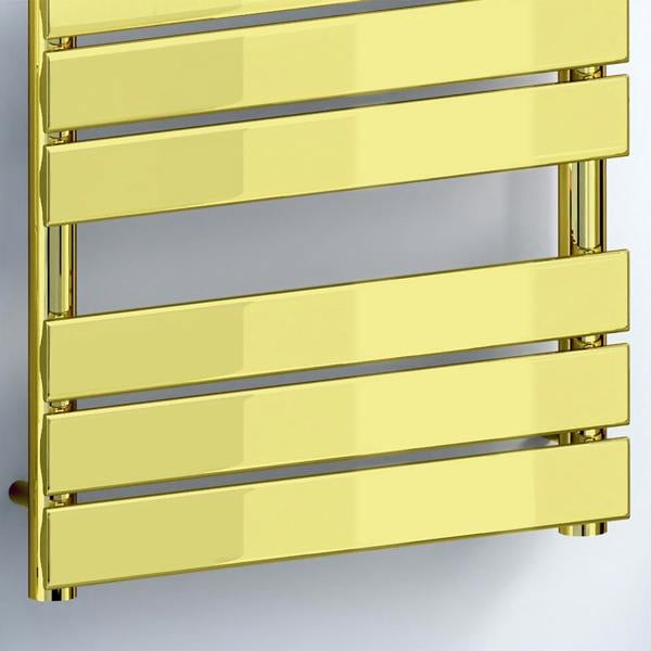 MYHOMEWARE 500 mm x 1400 mm Flat Panel Shiny Gold Heated Bathroom Towel Rail Radiator - Central Heating