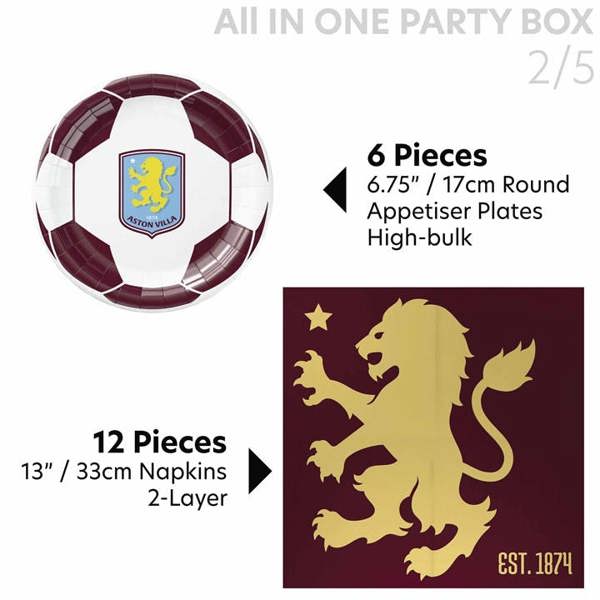 Aston Villa FC All in One Party Box Set, Kitchen Accessories, Sports, Gift
