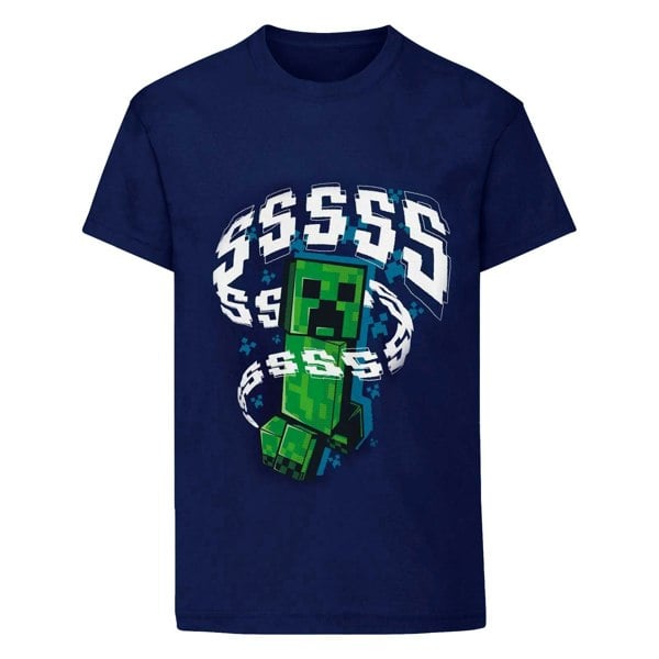 Minecraft Childrens/Kids Creeper T-Shirt - Navy