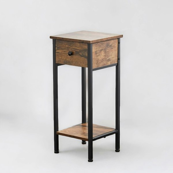 Rafaelo Mobilia Industrial Narrow Bedside Table With Drawer