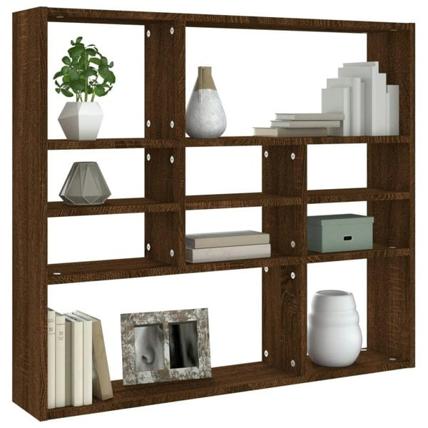 Berkfield Wall Shelf Brown Oak 90x16x78 cm Engineered Wood