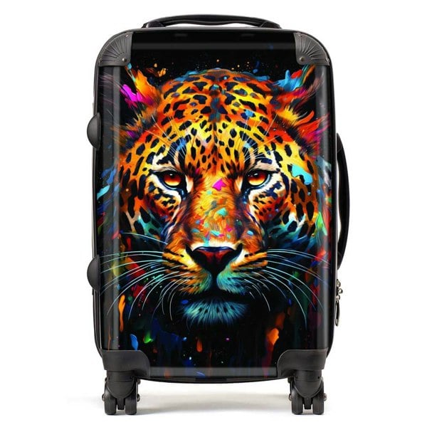 Warren Reed Splashart Leopard Face Suitcase