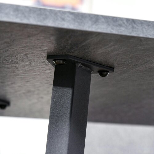 Wyld Haus Roreso 120cm Metal And Wooden Dark Grey Rectangular Dining Table With Steel Legs