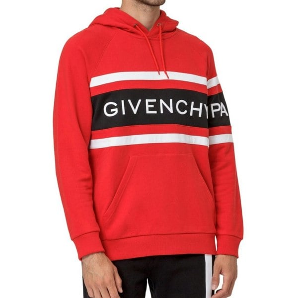 Givenchy Paris Embroidered Logo Red Hoodie L