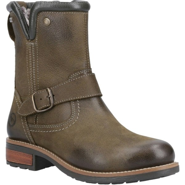 Cotswold Kinsham Leather Women's Khaki Winter Mid Calf Boots
