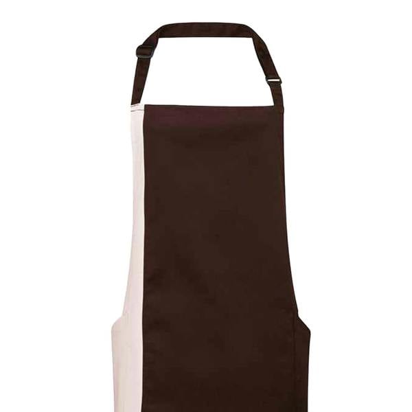 Premier Contrast Bibbed Full Apron - Brown/Natural