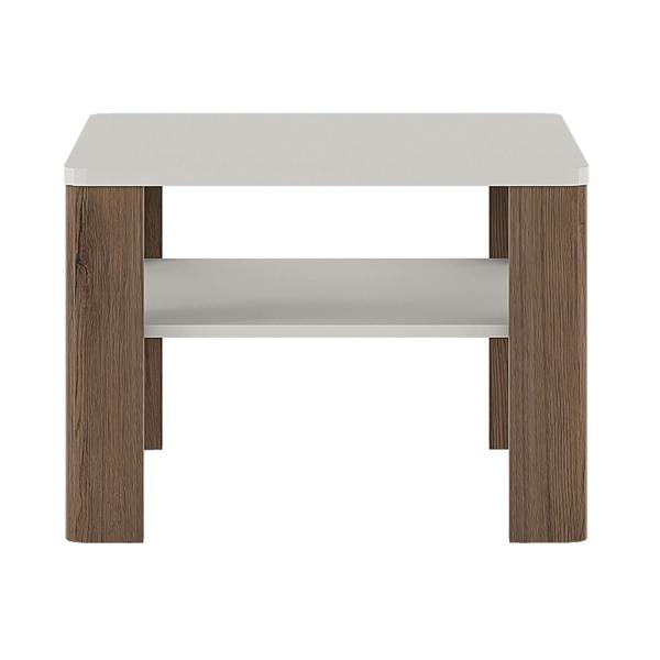 Wyld Haus Porto Square Gloss White Coffee Table with Oak Detail 1 Shelf