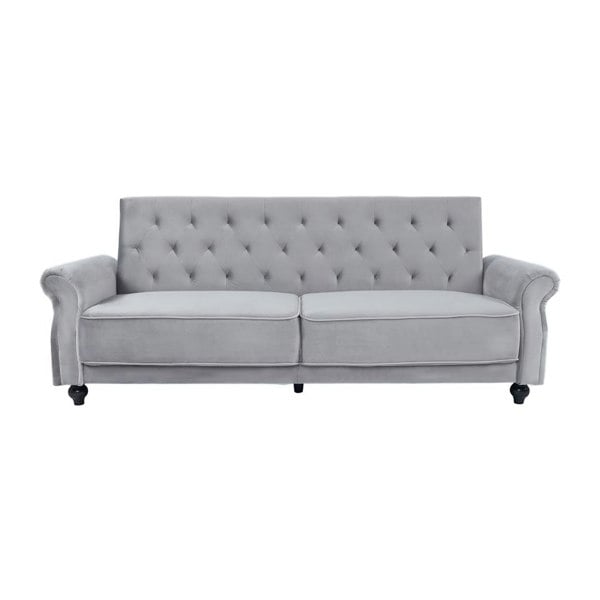 Furniture One Velvet Sofa Bed 3 Seater - 225cm - Click Clack Sofa Bed Couch Settee with Solid Wood Legs