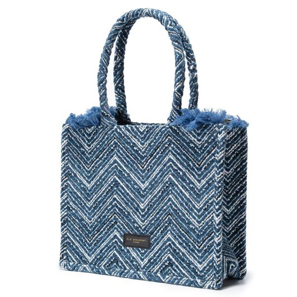 Elie Beaumont Fabric Tote - Velvet Teal Chevron