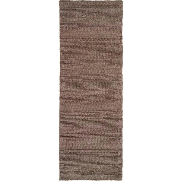 Brown textured runner rug on a white background