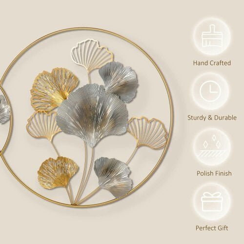 Bobobiy Large Metal Wall Art, Horizontal or Vertical Metal Hanging Decoration Entryway, Gold Silver
