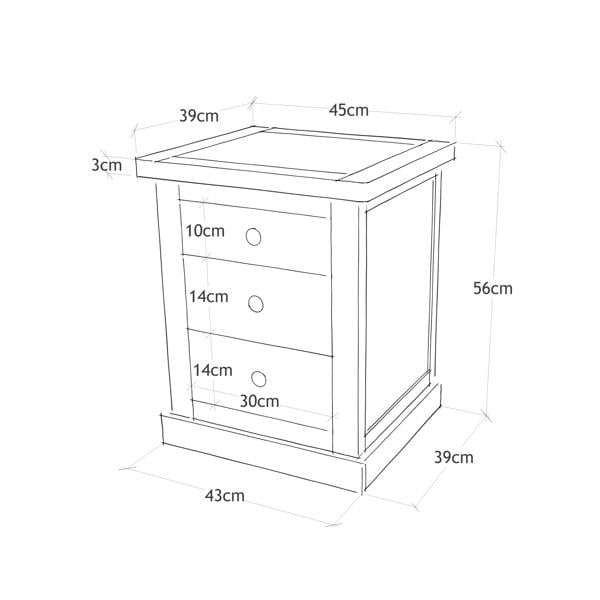 Cabinet Bits Loreo 3 Drawer Bedside Table