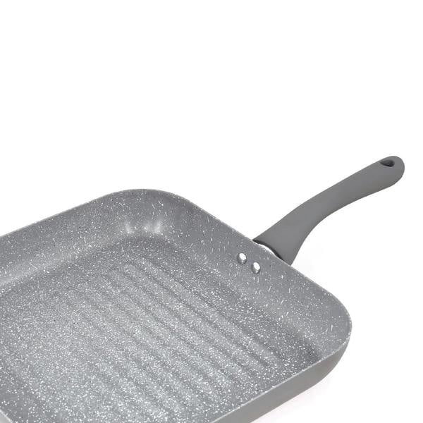 Gr8 Home 9 Piece Aluminium Grey Marble Non Stick Cookware Set Induction Frying Pans Grill Pan Saucepans and Pots