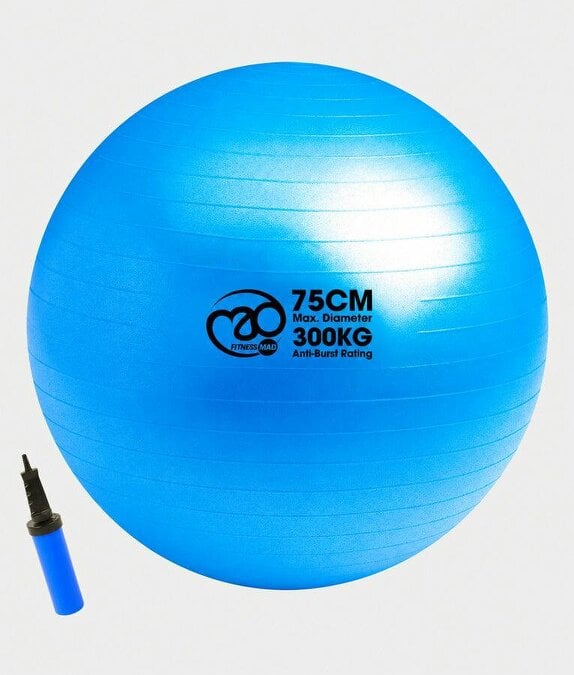 Yoga-Mad 300kg Anti-Burst Swiss Ball with Pump – 55cm, 65cm & 75cm - 75cm