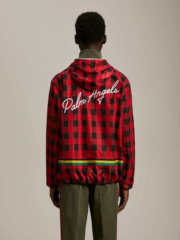 Palm Angels Buffalo Check Windbreaker Jacket - Red