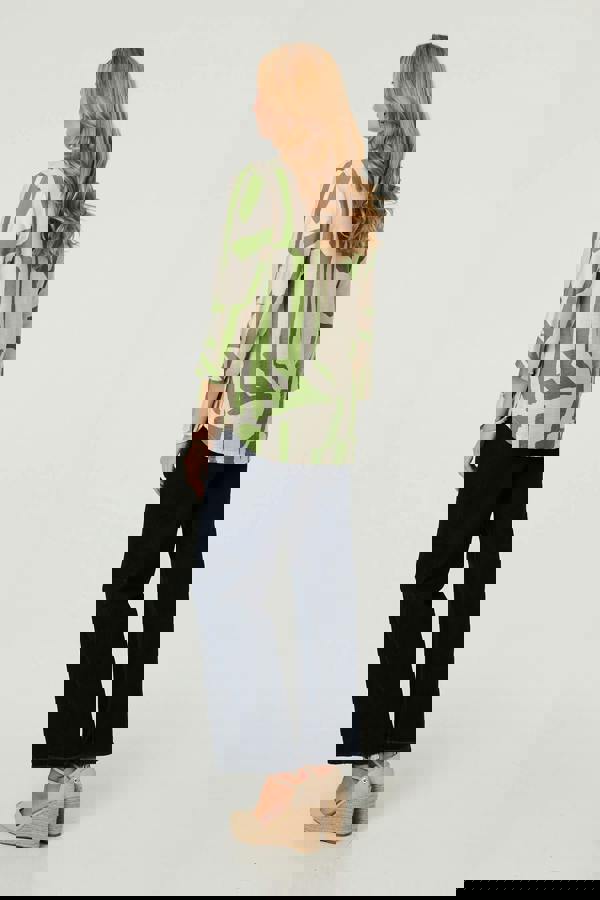 Green | Abstract 3/4 Sleeve Relaxed Tunic Blouse