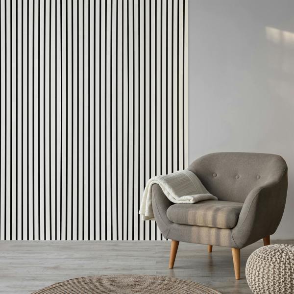 Fuse Acoustic Wooden Slatted Wall Panel in White Oak, 2.4m x 0.6m