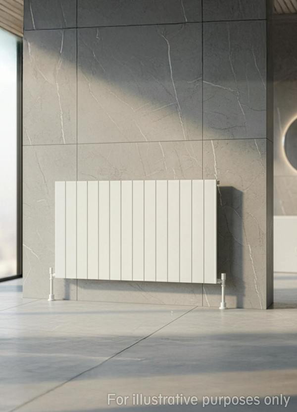 MYHOMEWARE 1022mm x 600mm Single Aluminium Panel Radiator in White - Model Lena - Wall-mounted